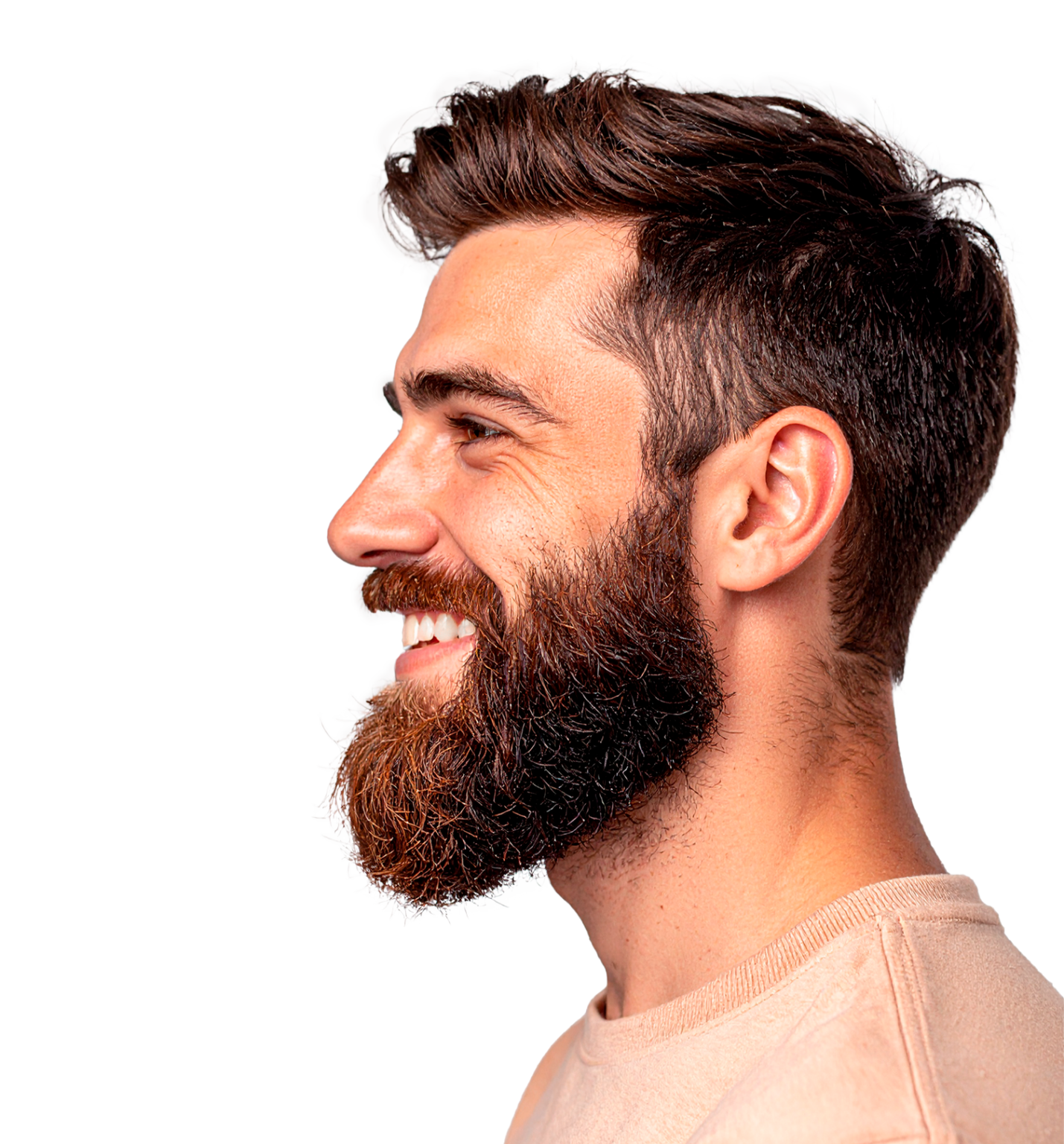 Hombre con injerto de barba sonriendo
